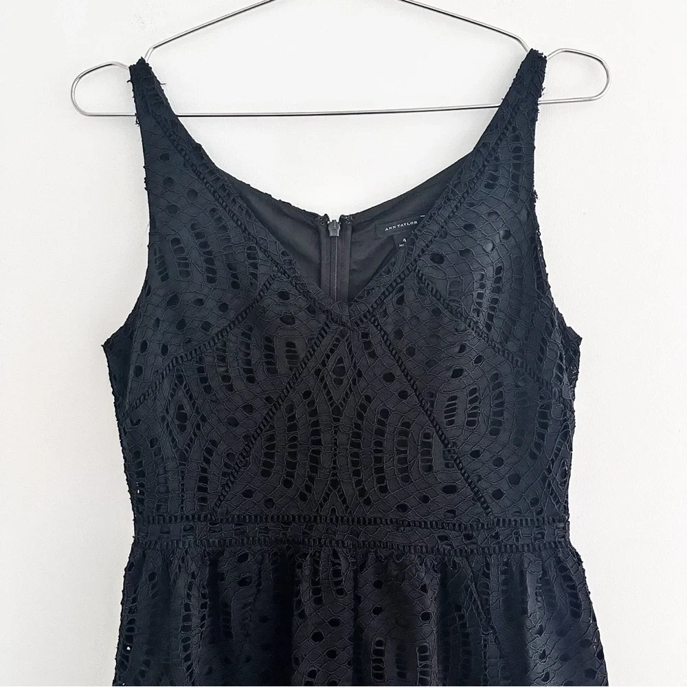 Ann Taylor Black Lace Overlay Party Dress